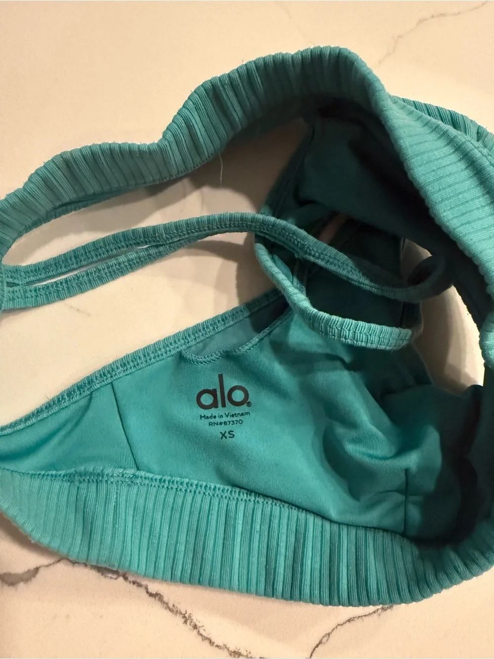 Alo Women’s Teal Ribbed Sport Bra Size XS